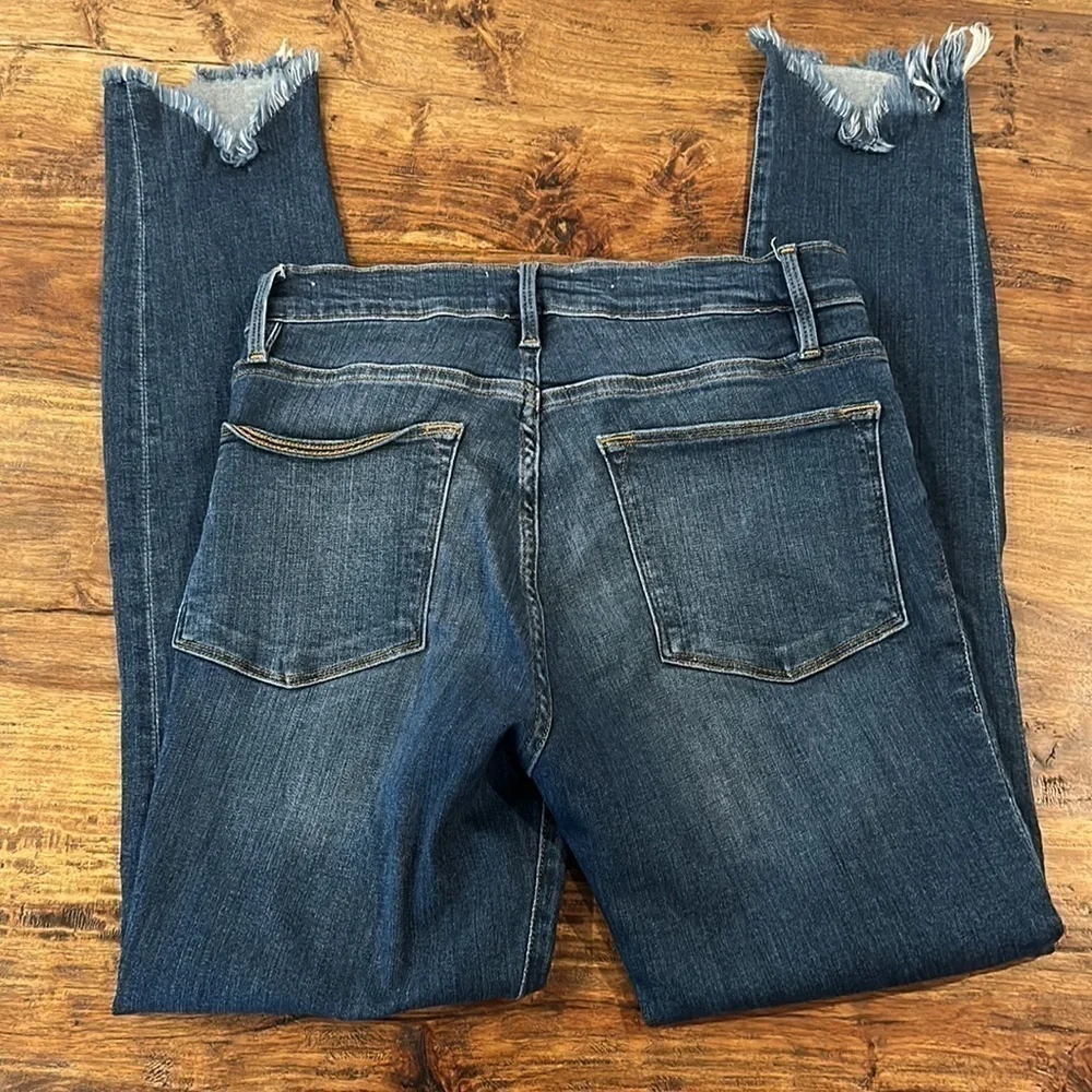 FRAME Le High Waist Triangle Hem Ankle Skinny Jeans in Sulham - Size 26